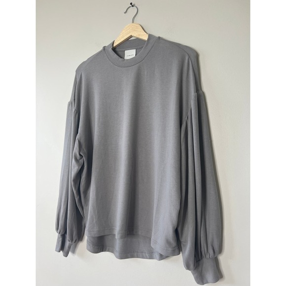NEW Varley Brannon Ribbed Crewneck Long Sleeve Pullover Gray Sweatshirt Top - Picture 3 of 10